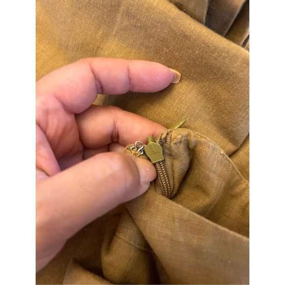 R.Q.T. Y2K Linen Blend Midi Skirt Sz 16 Camel Neutral Preppy Breathable - Picture 8 of 8